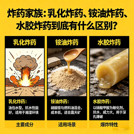 王下乡炸药家族：乳化炸药、铵油炸药、水胶炸药到底有什么区别？